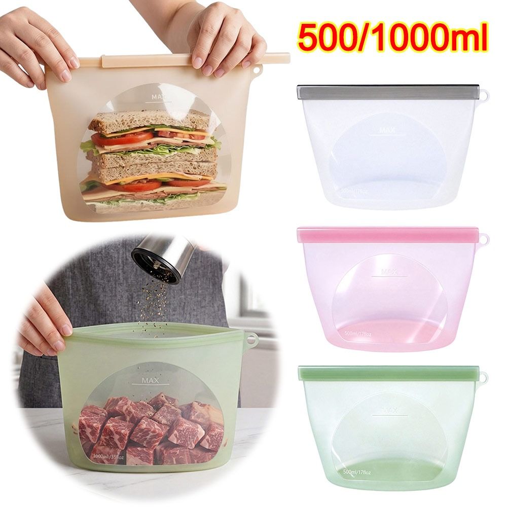 Food Pouch Reusable - Sacchetto in Silicone per Conservazione Alimenti,