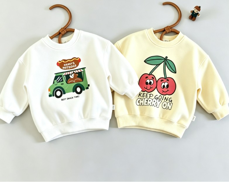 Baby Food Apple - Felpa girocollo per bambini piccoli con